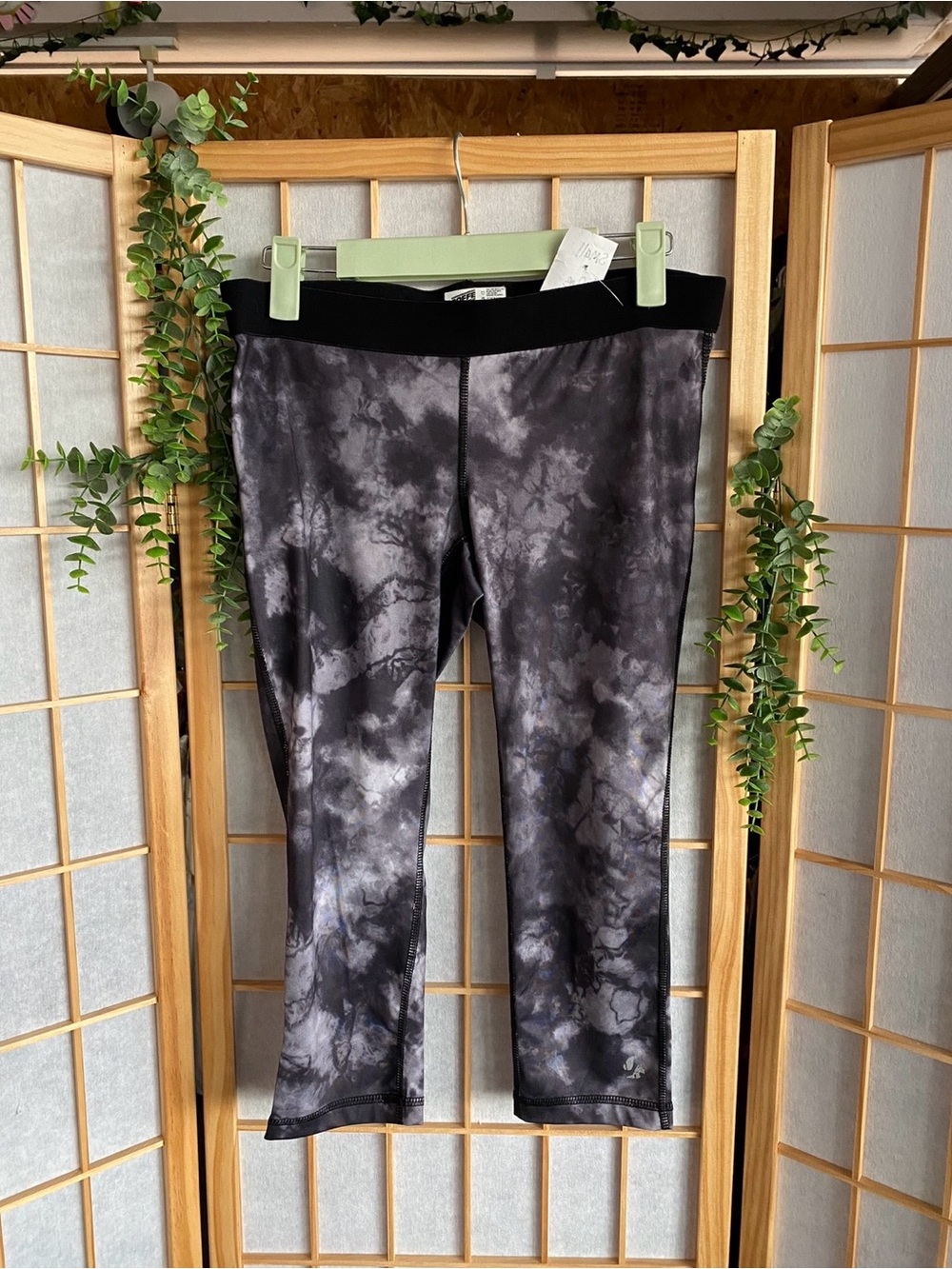 Soffe Black & Gray Tie-Dye Active Leggings